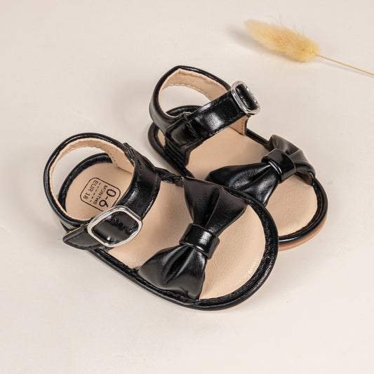 Sandálias antiderrapantes com laço elegantes para bebé