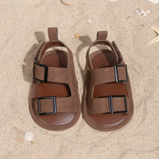 Sandálias de bebé castanhas com tira dupla