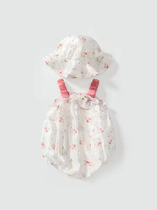 🌿 Body de verão ultraleve com chapéu a condizer