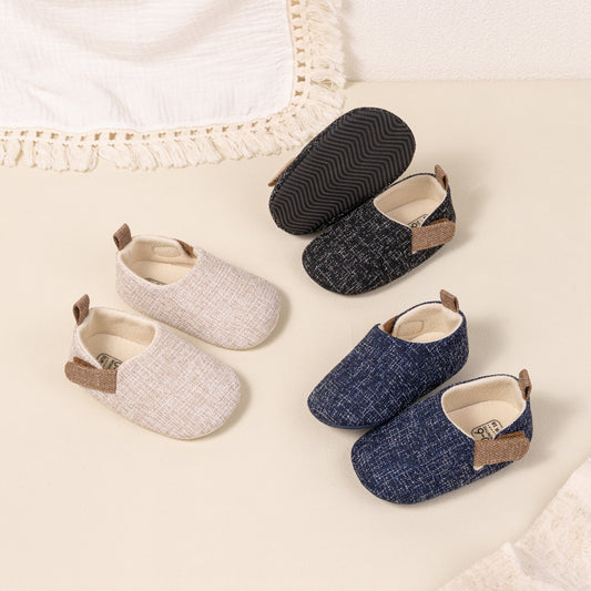 Mocassins de tecido texturizado para bebé