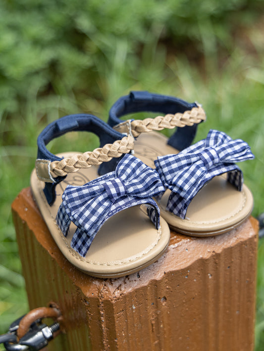 Sandálias de bebé com laço xadrez