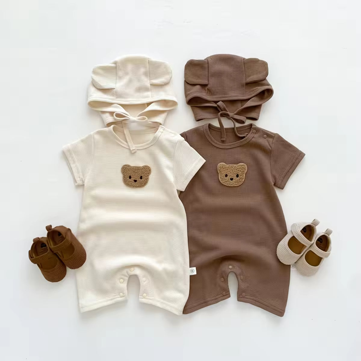 🐻 Body de verão para bebé com gorro a condizer