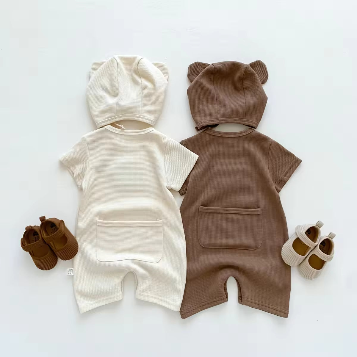 🐻 Body de verão para bebé com gorro a condizer
