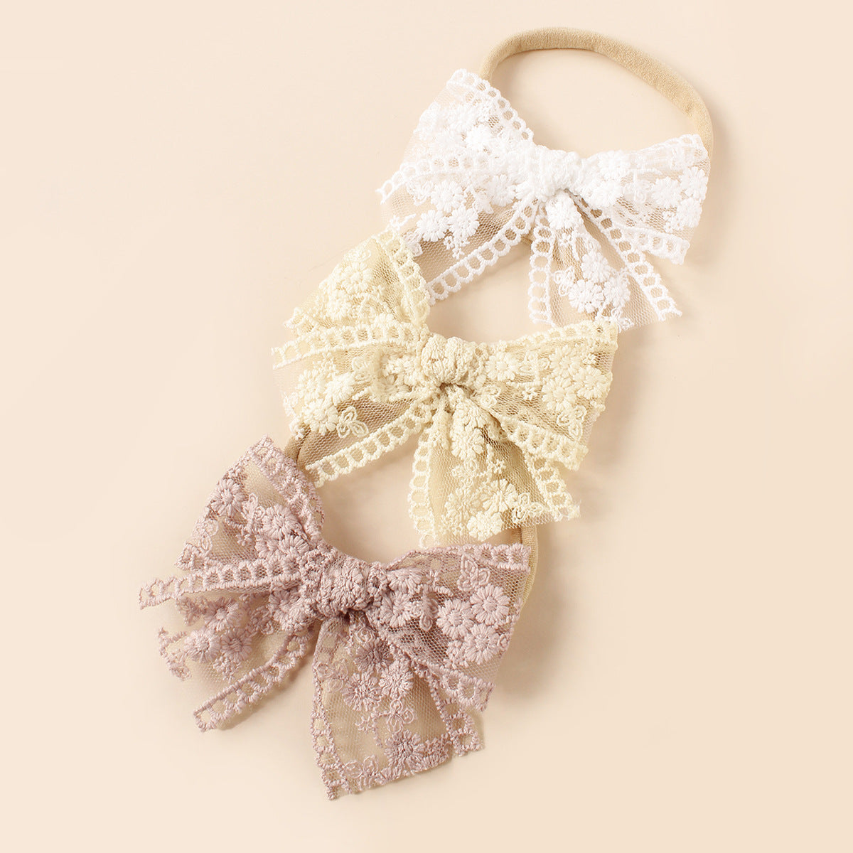 Laço de cabelo de renda elegante para bebés e crianças pequenas – faixa de cabeça macia e elegante