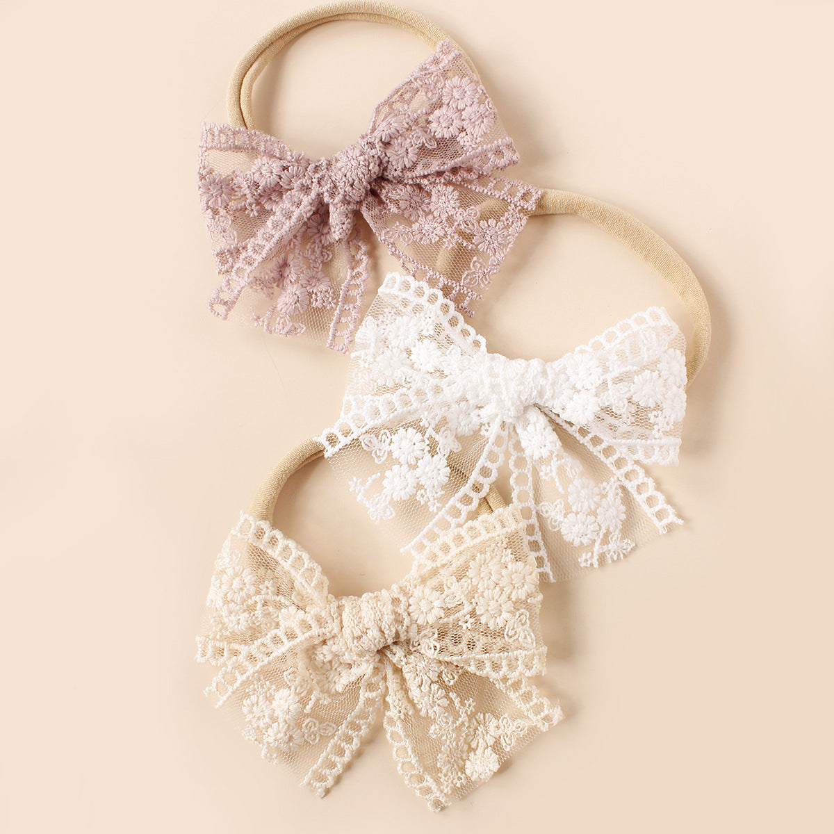 Laço de cabelo de renda elegante para bebés e crianças pequenas – faixa de cabeça macia e elegante