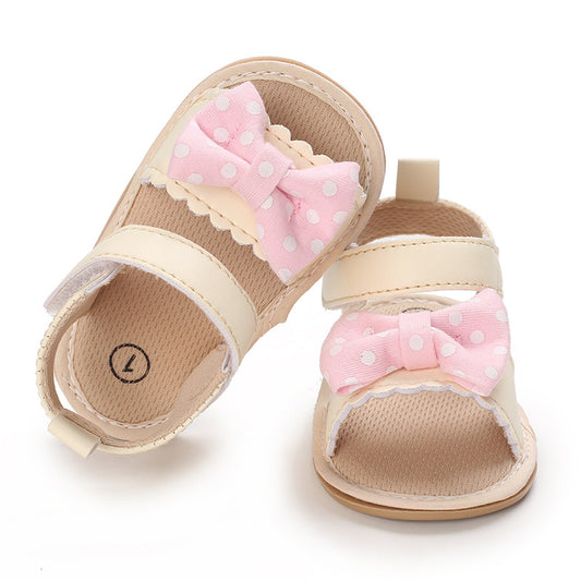 Sandálias de bebé com laço às bolinhas
