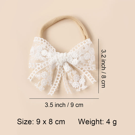 Laço de cabelo de renda elegante para bebés e crianças pequenas – faixa de cabeça macia e elegante