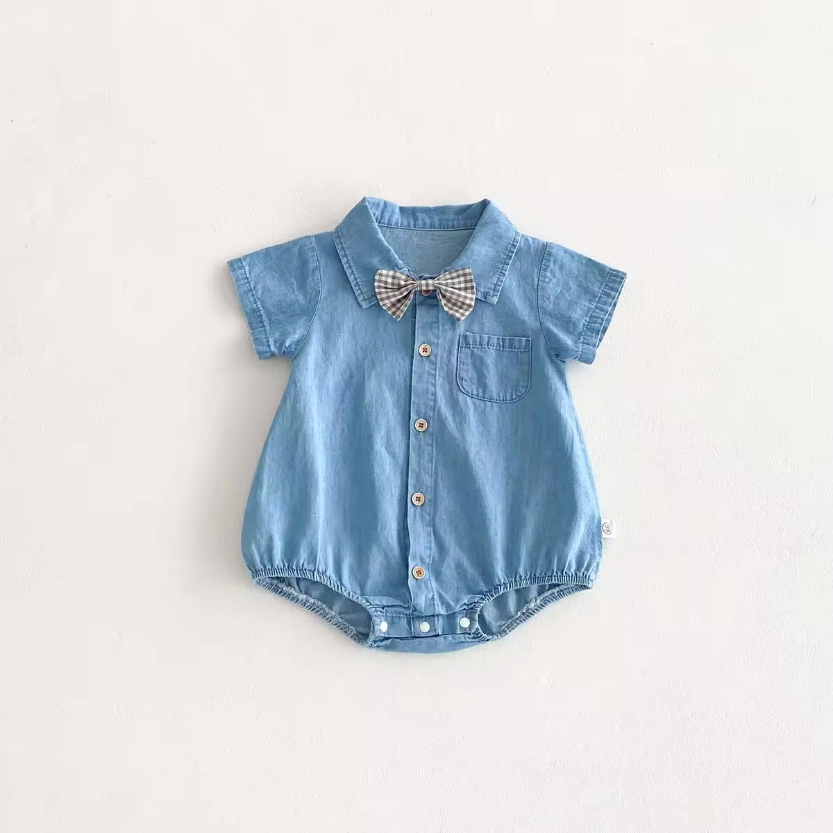 👖 Macacão Denim Explorer para menino – Macacão de verão de manga curta